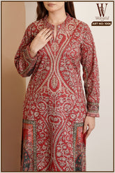 Crimson Kashmiri Royale Winter Suit Set (With Shawl)