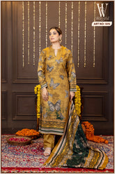 Mustard Heritage Bloom Winter Suit Set (With Shawl)
