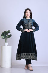 Velvet Embroidered Kurta Set