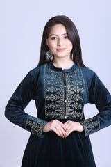 Velvet Embroidered Kurta Set