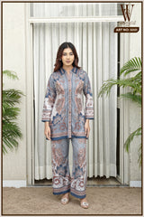 Blue Winter Bloom Co-Ord Set (2-Piece)