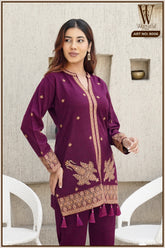 Magenta Bloom Embroidered Co-Ord Set (2-Piece)