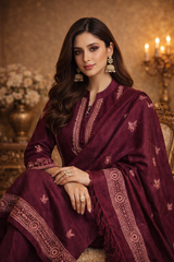 Deep Maroon Kurta Set with Shawl