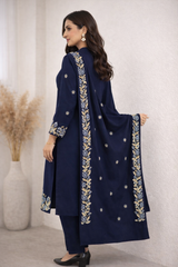 Navy Blue Embroidery Kurta Set