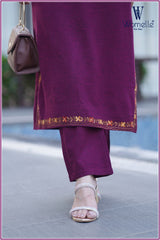 Winter Blossom Magenta Embroidered Suit Set