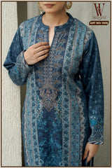 Azure Kashmiri Grandeur Winter Suit Set (With Shawl)
