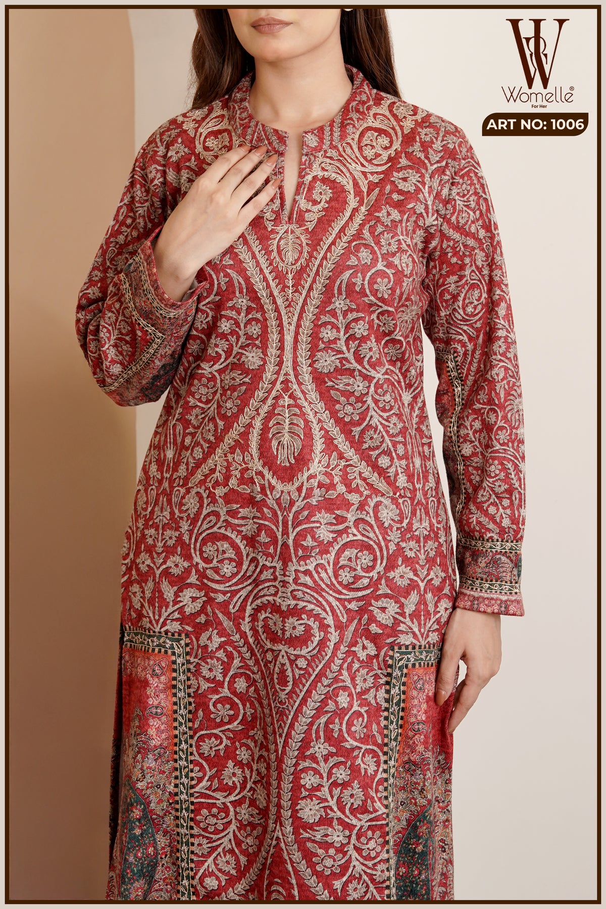 Crimson Kashmiri Royale Winter Suit Set (With Shawl)