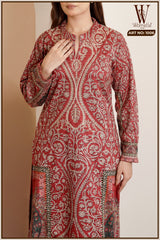 Crimson Kashmiri Royale Winter Suit Set (With Shawl)