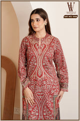 Crimson Kashmiri Royale Winter Suit Set (With Shawl)