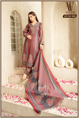 Maroon Royal Weave Winter Suit Set (With Shawl)