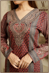 Maroon Royal Weave Winter Suit Set (With Shawl)