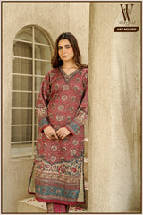 Maroon Winter Heritage Motif Suit Set (With Shawl)
