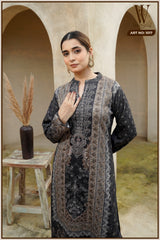 Black Regal Tapestry Winter Suit Set (With Shawl)