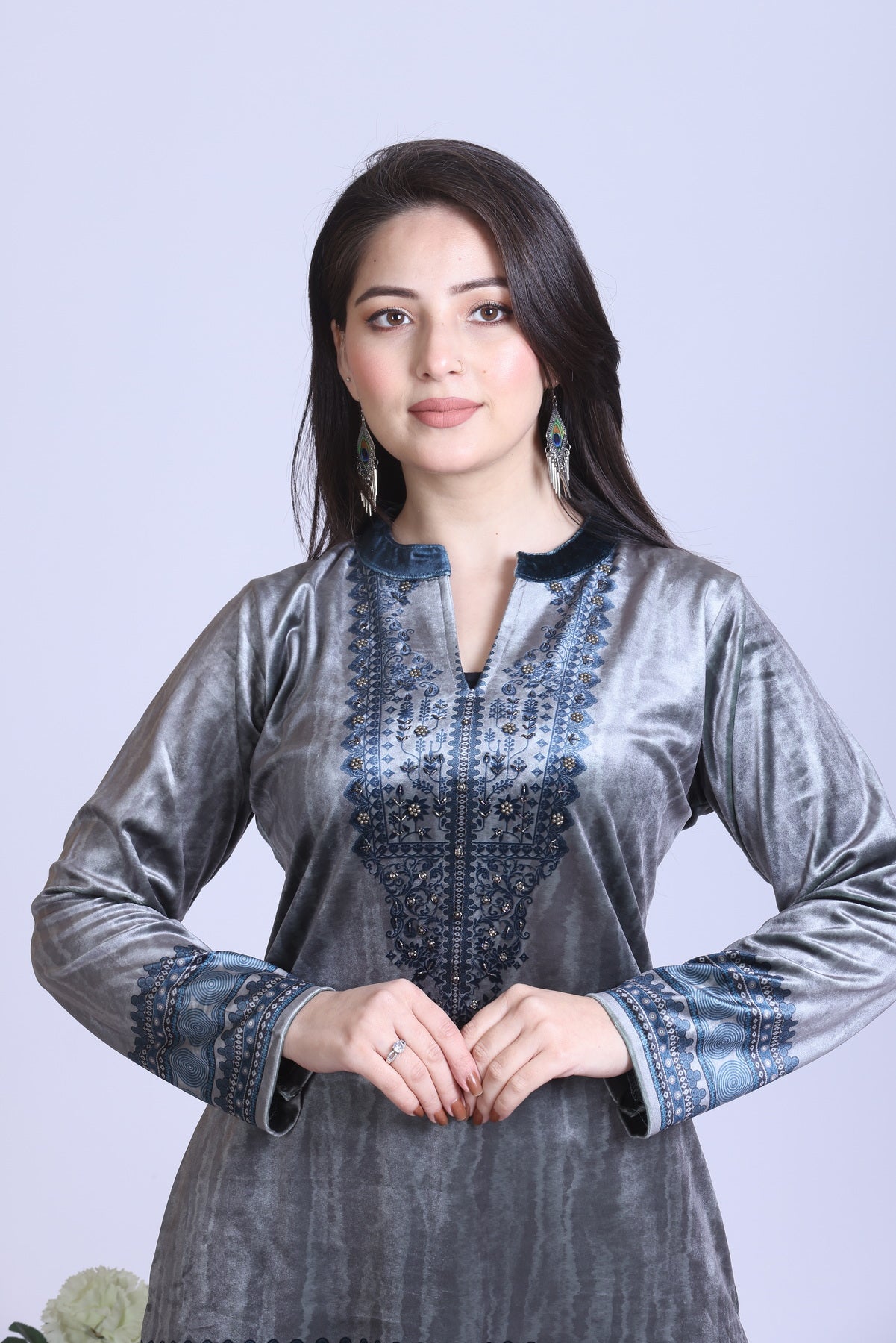 Elegant Handwork Velvet Co-ord Set