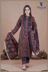 Kashmiri Charcoal Elegance Winter Suit Set (With Shawl)