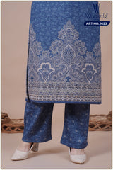 Blue Majestic Tapestry Winter Suit Set (With Shawl)