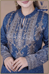 Blue Majestic Tapestry Winter Suit Set (With Shawl)