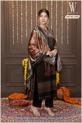 Mehndi Velvet Royale Winter Suit Set (With Shawl)