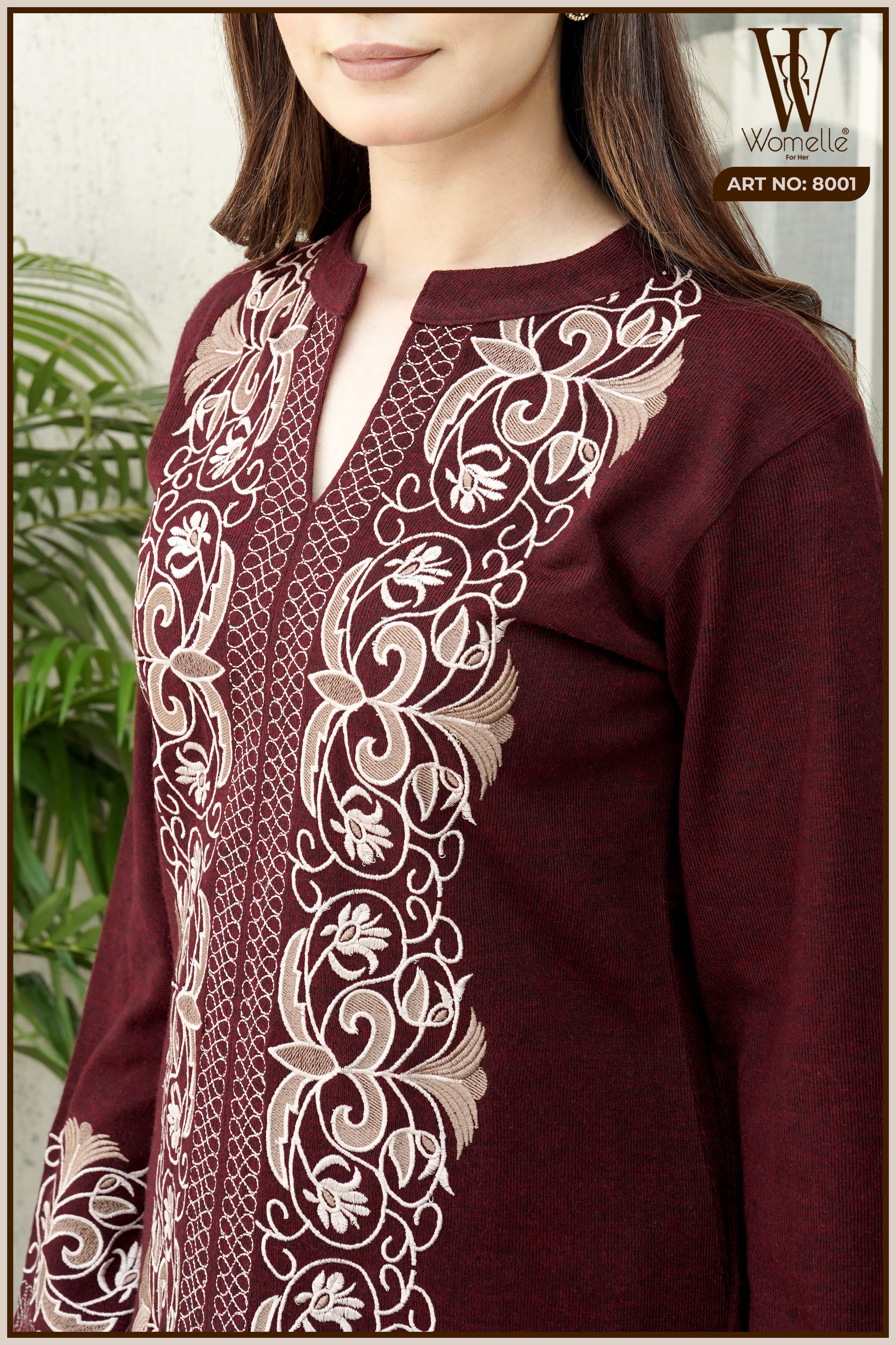 Maroon Luxe Embroidered Co-Ord Set (2-Piece)