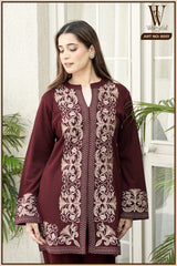 Maroon Luxe Embroidered Co-Ord Set (2-Piece)