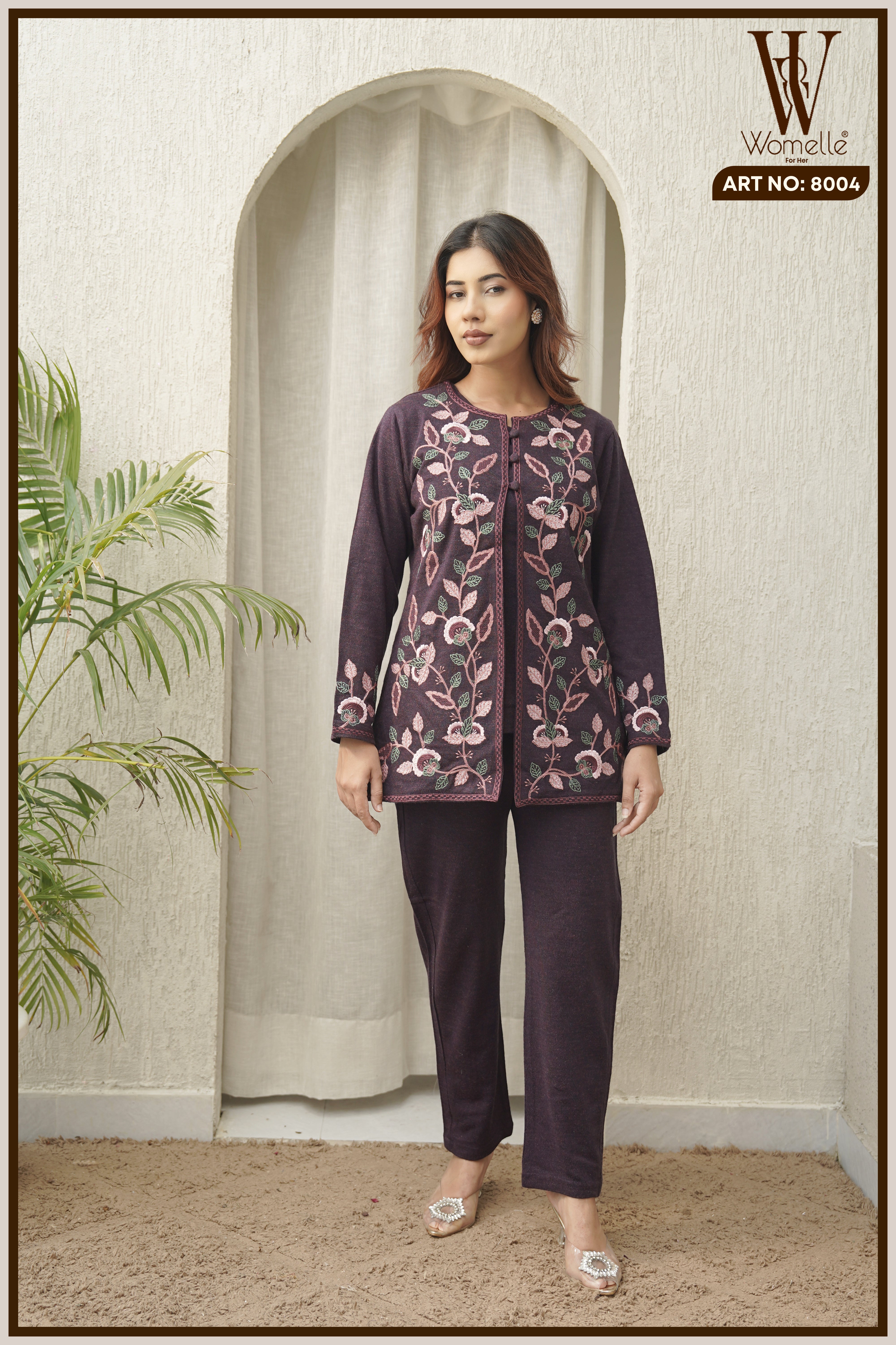 Lavender Elite Embroidered Co-Ord Set (With Inner – 3-Piece)