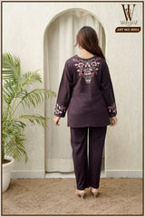 Lavender Elite Embroidered Co-Ord Set (With Inner – 3-Piece)