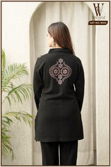 Black Regal Embroidered Co-Ord Set (2-Piece)