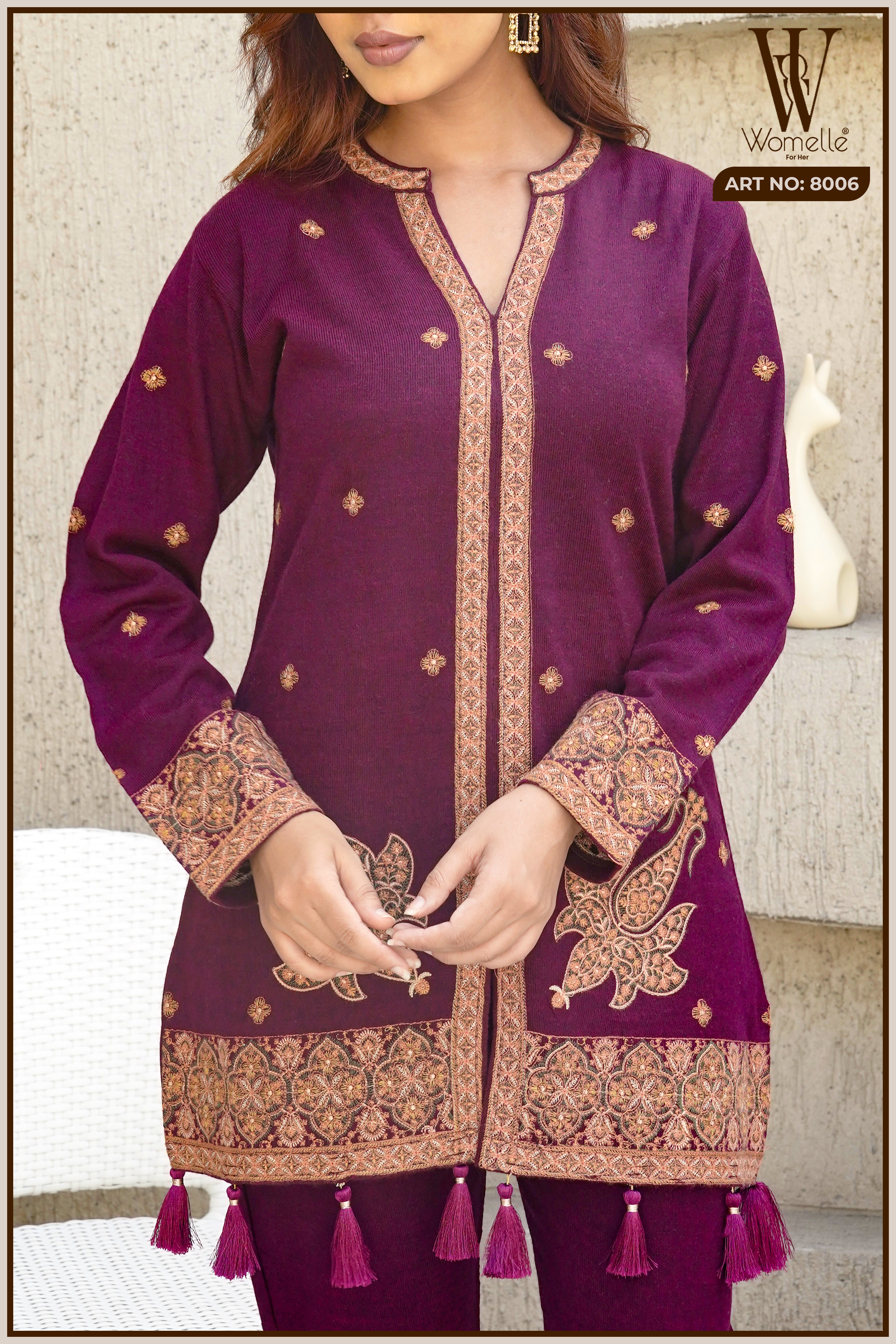 Magenta Bloom Embroidered Co-Ord Set (2-Piece)