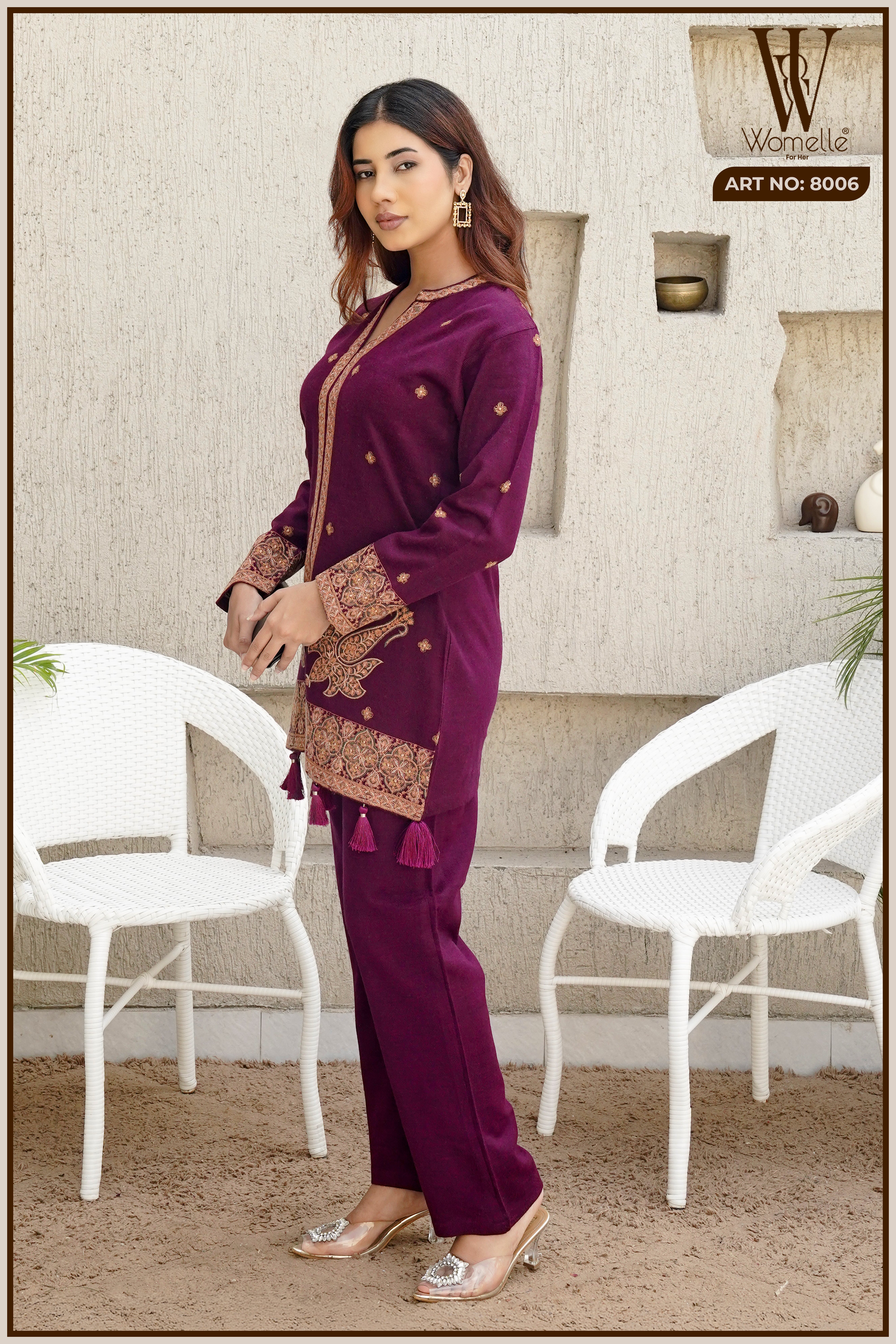 Magenta Bloom Embroidered Co-Ord Set (2-Piece)