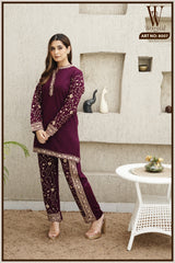 Maroon Heritage Embroidered Co-Ord Set (2-Piece)
