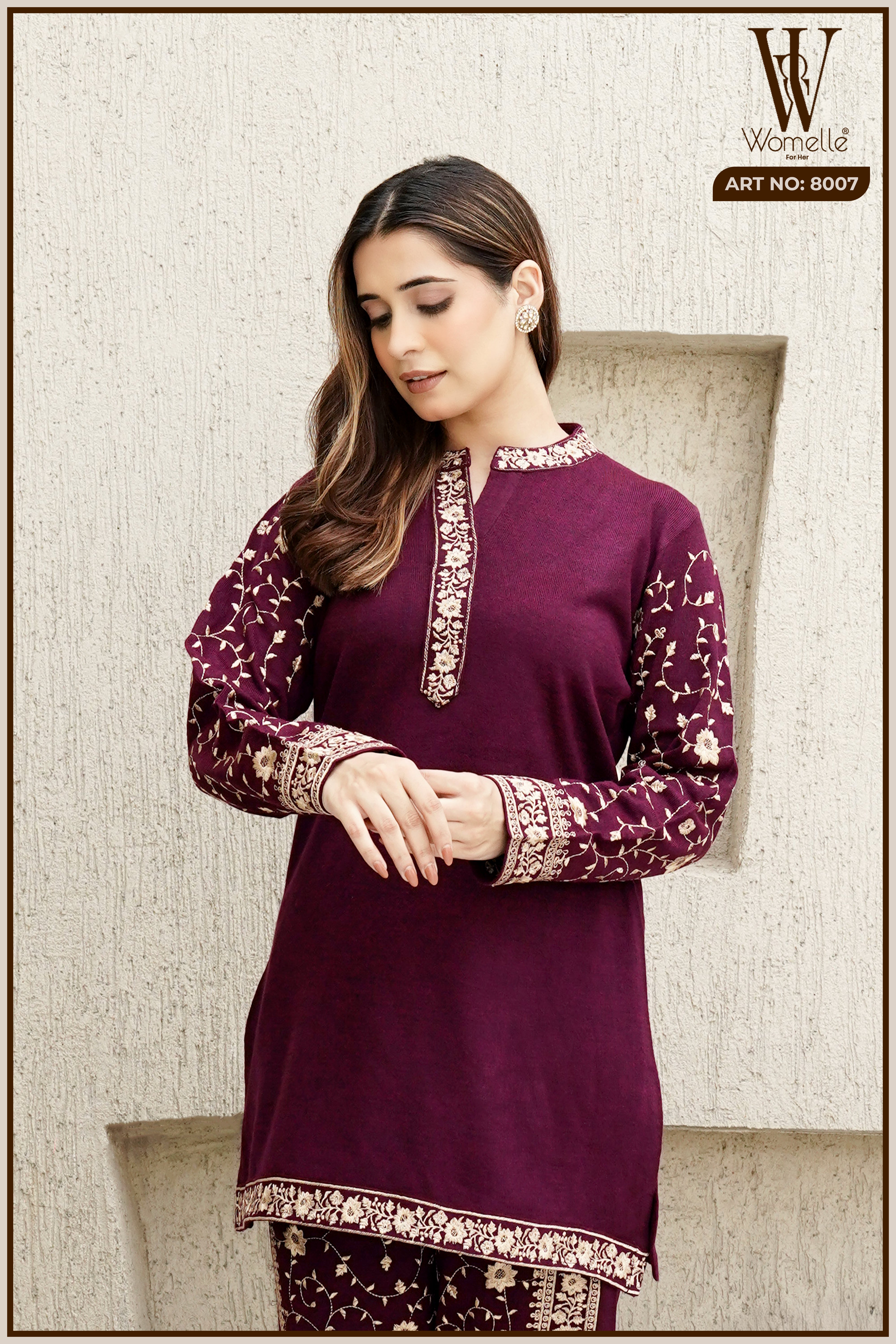 Maroon Heritage Embroidered Co-Ord Set (2-Piece)