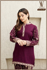 Maroon Heritage Embroidered Co-Ord Set (2-Piece)