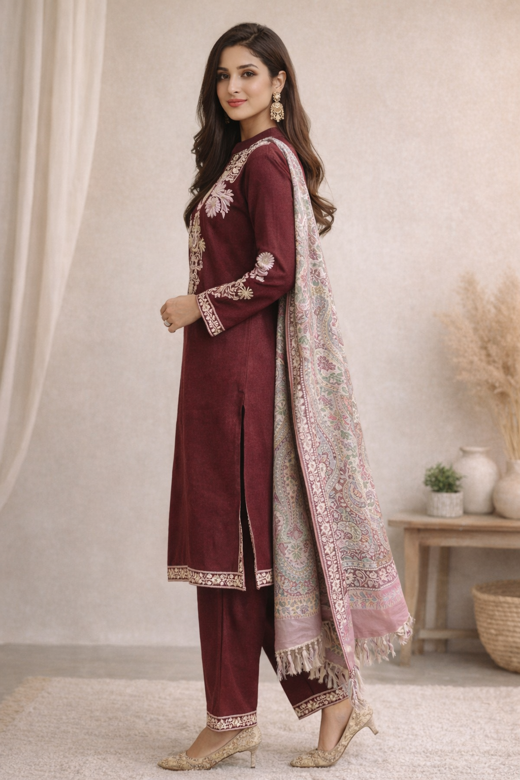 Ruby Red Wool Elegance