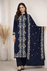 Navy Blue Embroidery Kurta Set