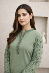 Pastel Green Heritage Embroidered Coord Set