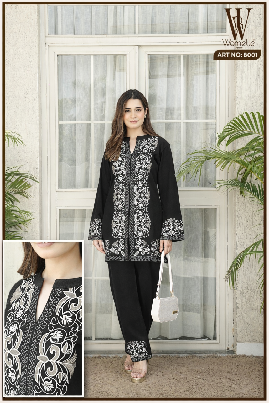 Black Luxe Embroidered Co-Ord Set