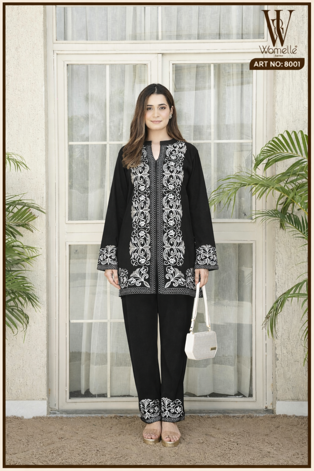 Black Luxe Embroidered Co-Ord Set