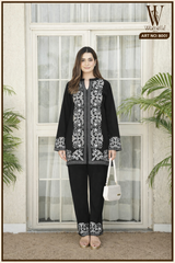 Black Luxe Embroidered Co-Ord Set