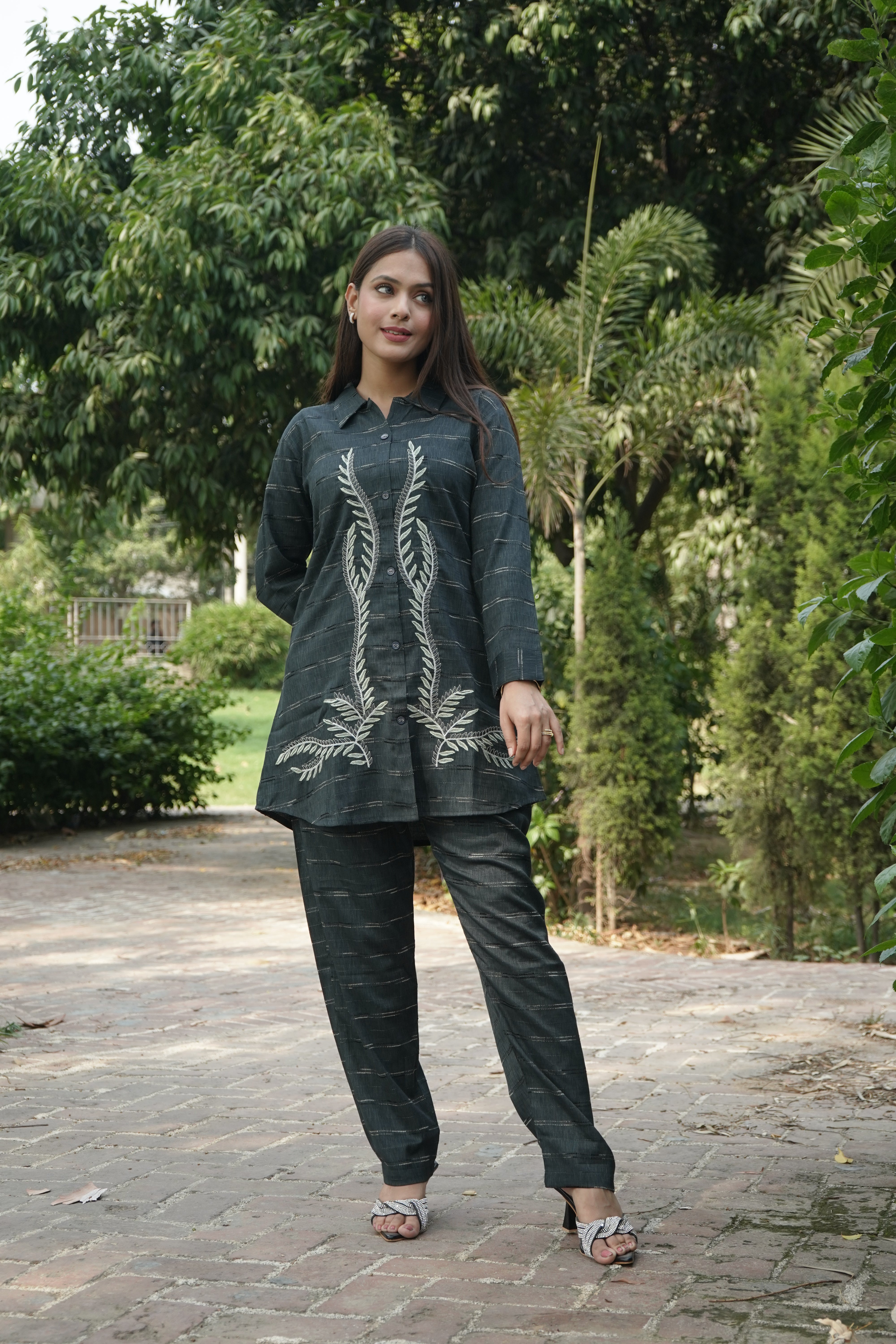 Add a Touch of Elegance with Charcoal Embroidered Co-ord Set