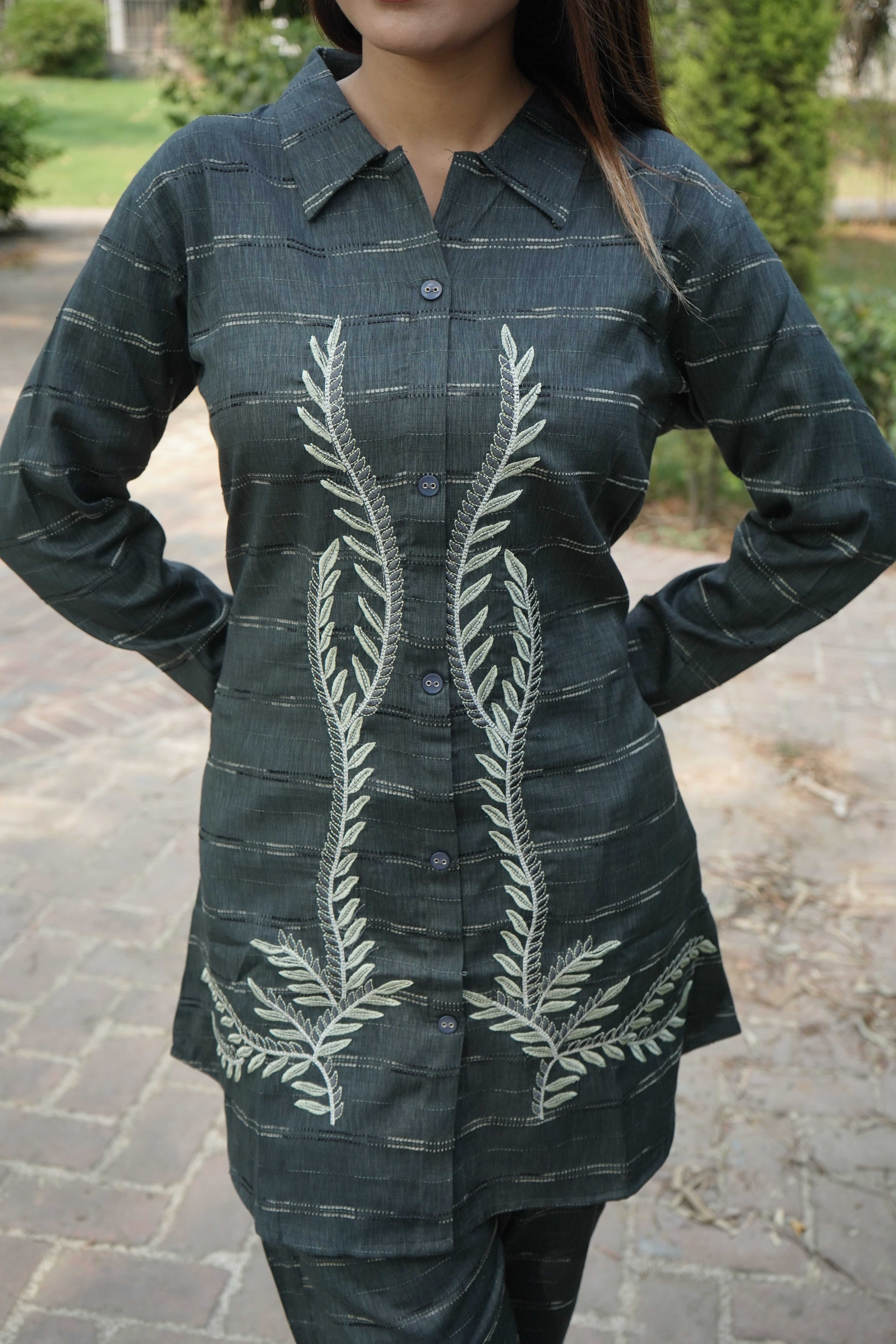 Add a Touch of Elegance with Charcoal Embroidered Co-ord Set